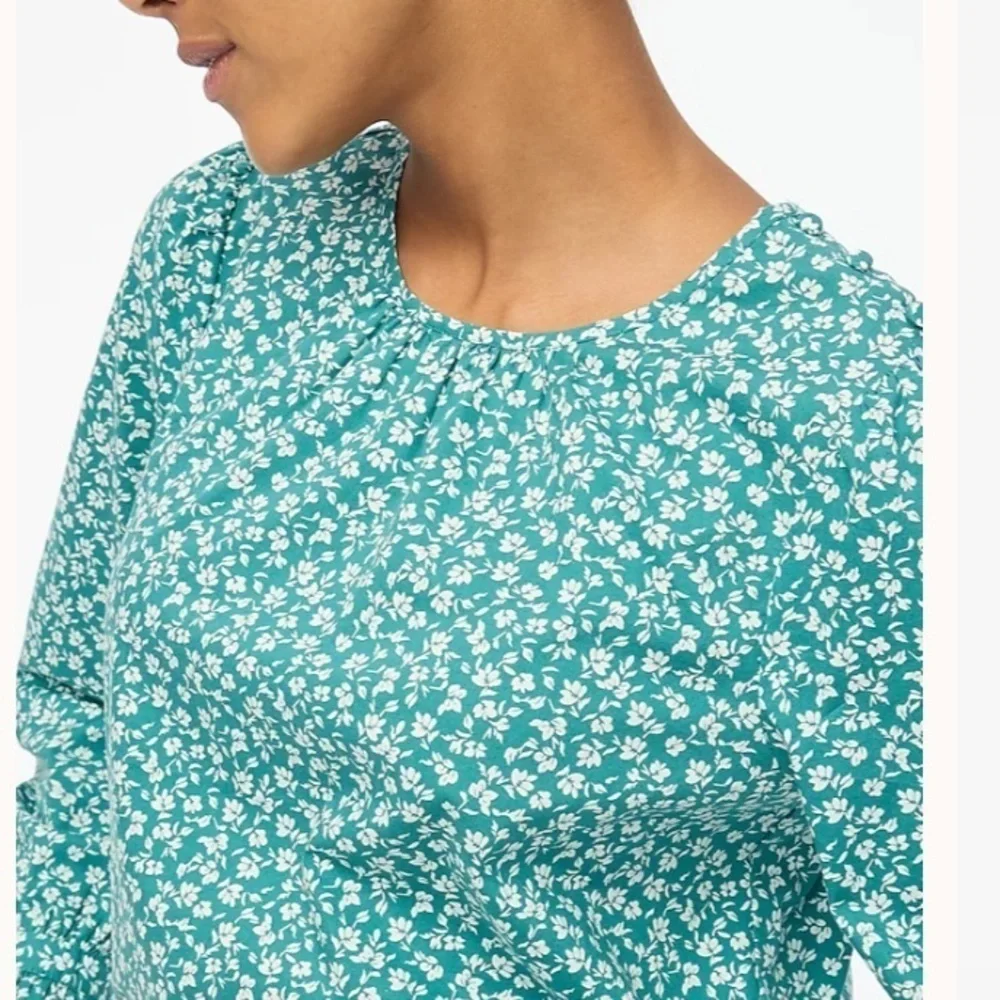 J crew Long-sleeve shirred-neck blouse